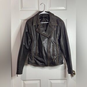 Vintage Brown Leather Motorcycle Jacket